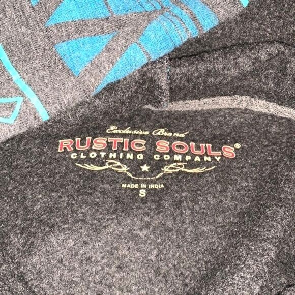 Rustic Souls S Gray & Teal Patterned Hoodie - Picture 2 of 7